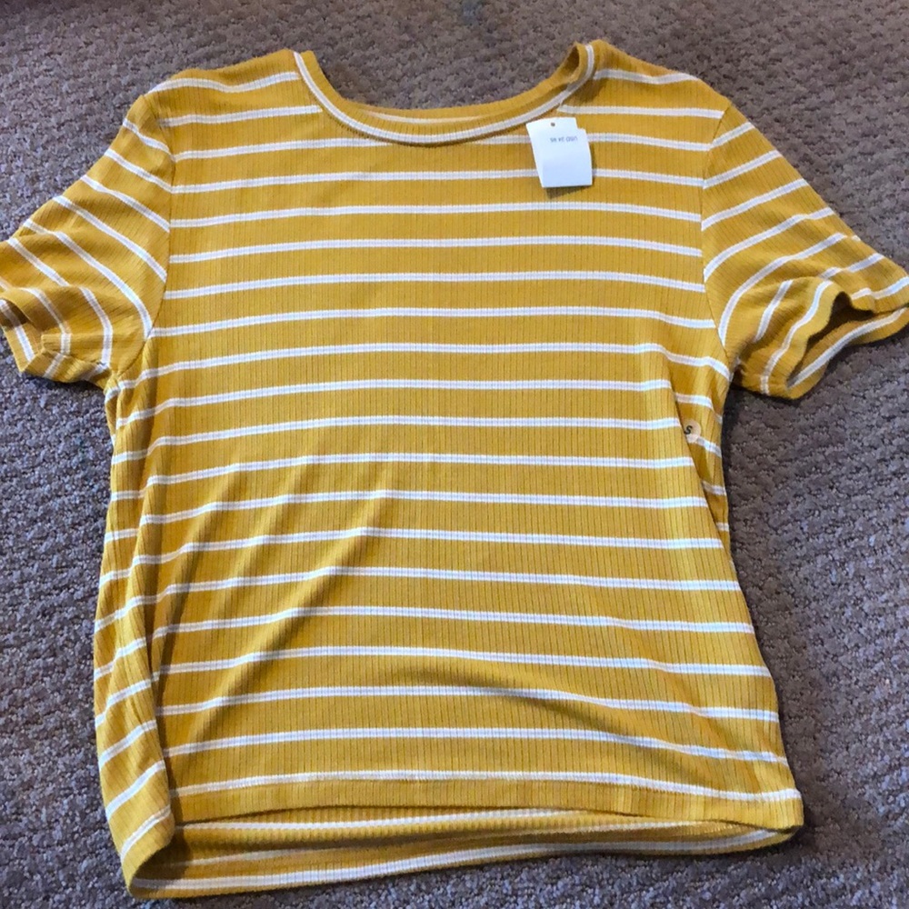 american eagle yellow striped shirt